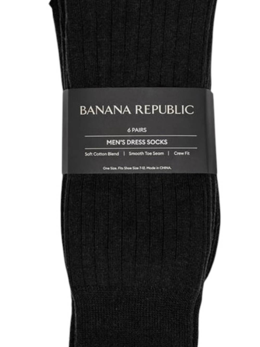 NWT/Banana Republic Men's Dress Sock, 6-pair/True Black